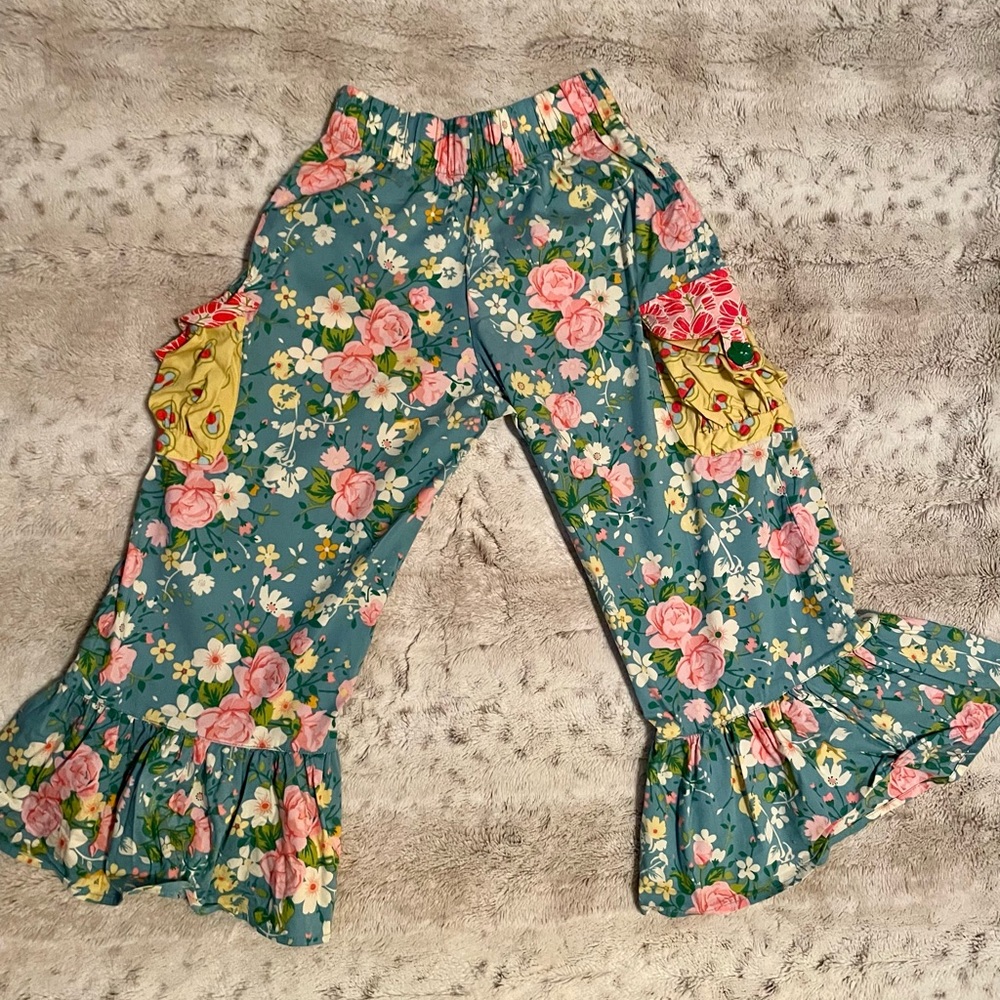 Fun Matilda Jane floral girls ruffle pants!